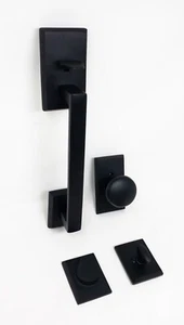 Emtek rustikal modern rechteckig Abschnitt gleichschließend Eingang Griffset Medium Bronze - Bild 1 von 4