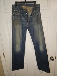 Vintage Levi’s 501 Button Fly Denim Jeans Herren Größe 32 x 32 dunkle Waschung abgenutzt - Bild 1 von 9