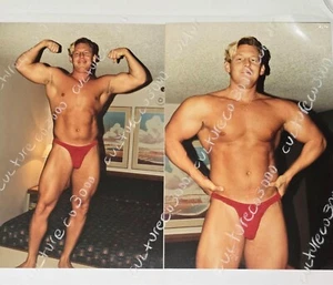 2 MALE MUSCLE PHOTO PORTRAIT VTG BEEFCAKE SWIMSUIT GAY PHOTOGRAPH LGBT BODYBUILD - Picture 1 of 12