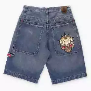 Vintage JNCO Skull Head Y2K Denim Shorts (32) - Picture 1 of 4