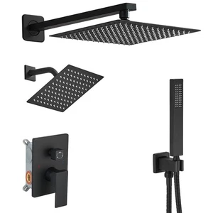 Duscharmatur Set Matt Schwarz Duschsystem, Knopf Schalter Umsteller Duscharmatur... - Bild 1 von 7