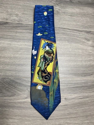 Corbata de seda pintada a mano para hombre novedad arte corbata japoniseries Oiran Van Gogh Foto 1 de 4