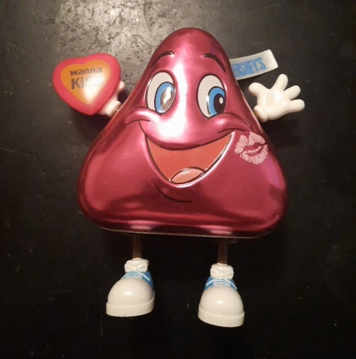 Hershey's Kiss 6,5" figura rosa quente metal braços lábios chocolate coração lata vazia - Imagem 1 de 4