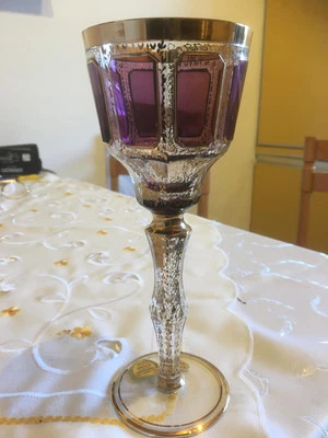 Bleikristall Überfang Glas Weinrömer 24 Karat Golddekor handbemalt Joska Waldgl. - Bild 1 von 4