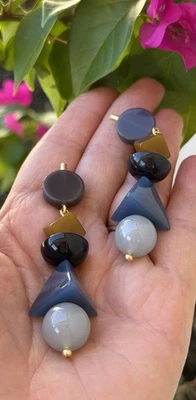 Madewell Earrings Acetate Geometric Stack Statement Earrings 3" L - Image 1 of 4