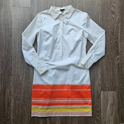 Новый с Ярлыками Ann Taylor белая рубашка платье размер S оранжевая полоса хлопковая смесь карьера повседневный - Изображение 1 из 4