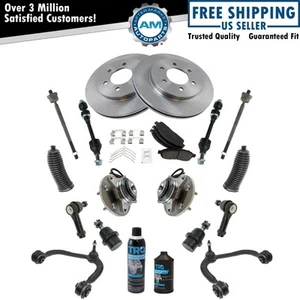 19pc Kit Brake Pads & Rotors Wheel Bearings Tie Rods Control Arms End Links - Picture 1 of 12