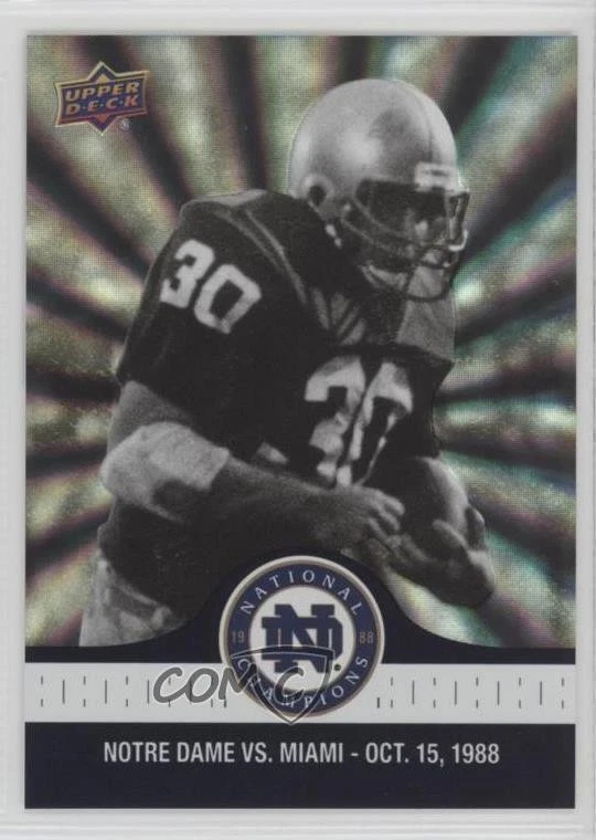 2017 Upper Deck Notre Dame 1988 Championship Blue Pattern Rainbow Frank Stams - Image 1 of 2
