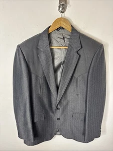 Vintage Circle S Western Blazer Sport Coat Gray Pinstripe 42R USA - Picture 1 of 8