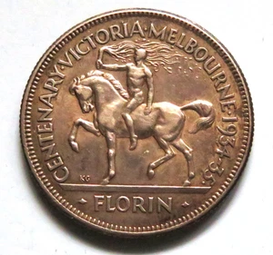 Australia. 1934/35 - Melbourne Centenary Florin.. aEF - Imagen 1 de 2