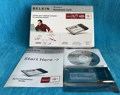 Belkin Wireless G Notebook Card 802.11g 802.11b WiFi LAN PCMCIA New Box F5D7010  - Image 1 of 4