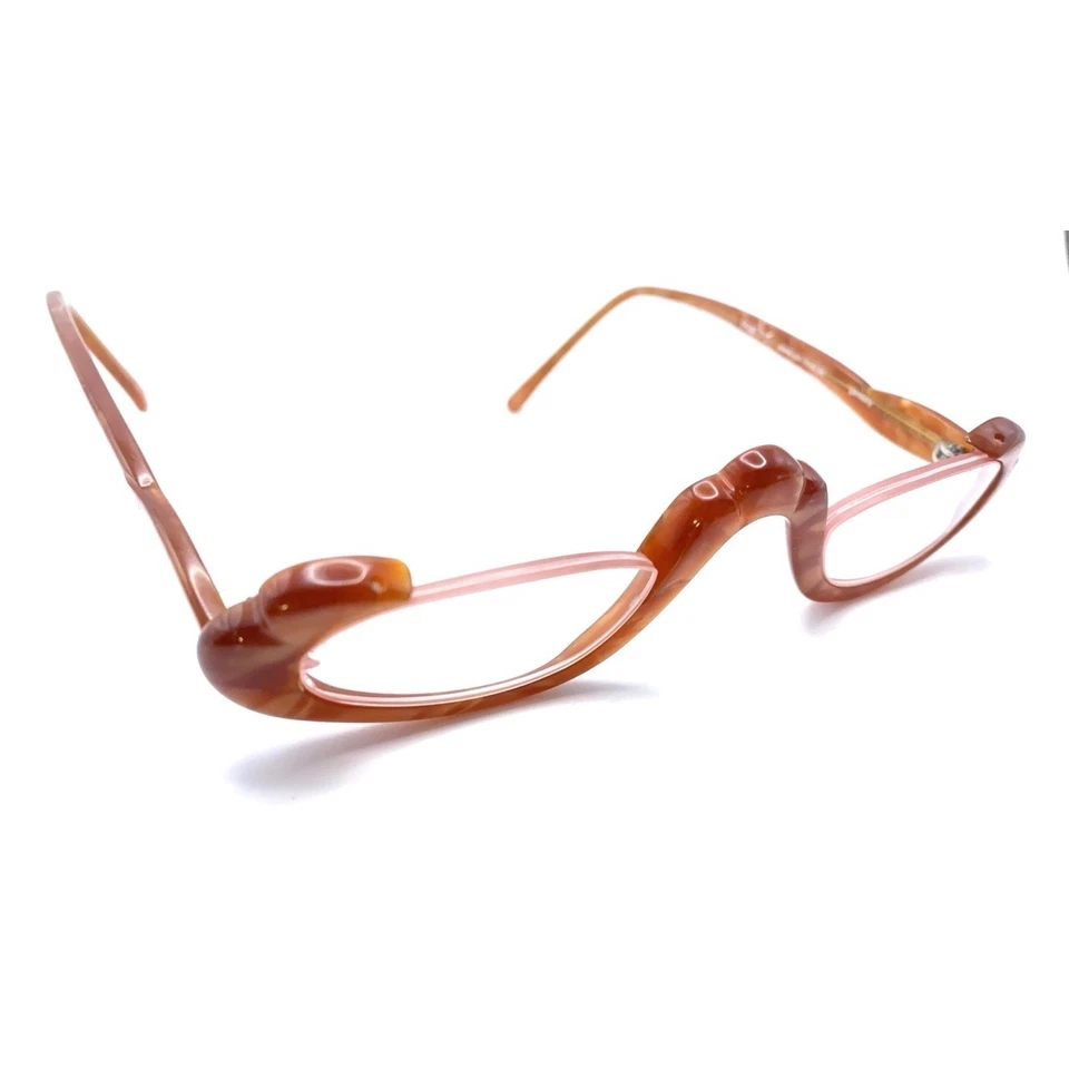 Monturas de gafas delgadas ovaladas naranja tortuga Frost Angel Italia diseñador mujeres Foto 1 de 4