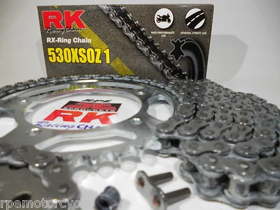 2006-07 Kawasaki ZX10R ZX-10R RK XSOZ1 530 Silver X-Ring Chain and Sprockets Kit - Image 1 of 4