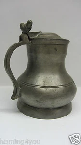 92% Zinn Krug Sammlerstück Löwe Bierseidel Bier Humpen antik Eichel Edelweiss - Picture 1 of 4