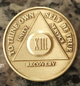 Alcoholics Anonymous 13 Year Recovery Coin Chip Medallion Medal Token AA Bronze - Picture 1 of 2