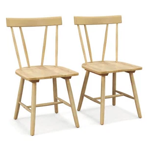 Dining Chairs Set of 2 with Spindle Back Spacious Seat Solid Rubber Wood - Picture 1 of 8