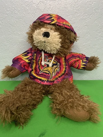 NFL Minnesota Vikings Tie-Dye Hooded Bear Stuffed Plush 12"- Good Stuff Cover