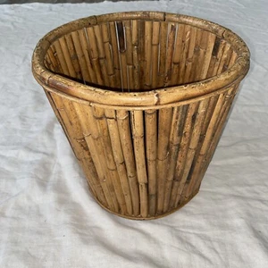 Vintage italienischer Bleistift Schilf Rattan Korb Pflanzgefäß Behälter - Bild 1 von 10