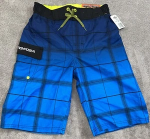 Boys Blue Plaid Surf Shorts Swim Trunks Board Shorts M(10-12) - Picture 1 of 6