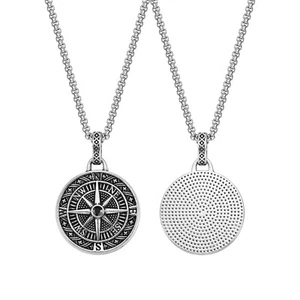 Vnox Simple Compass Necklace with Square Chain, Party Birthday Christmas Jewelry - Picture 1 of 11