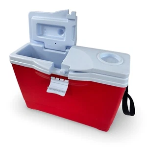 RUBBERMAID The Slim Cooler Red 13qt w/ Strap Dual Open Lid 12 cans 6" Width 1801 - Picture 1 of 17
