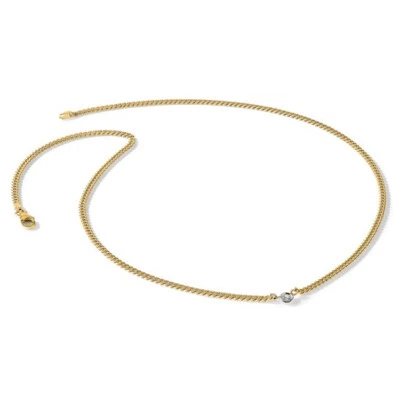 14k Two-Tone Gold 1/10 carat Lab Grown Diamond VS+ F+ 18 inch Curb Necklace - Image 1 of 3