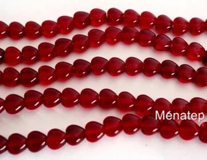 50 6 x 6 mm Czech Glass Heart Beads: Ruby - Picture 1 of 1