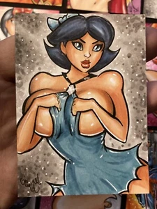 BETTY RUBBLE THE FLINTSTONES Skizze Karte Original Kunst CHRIS MCJUNKIN NEU HOT! - Bild 1 von 4