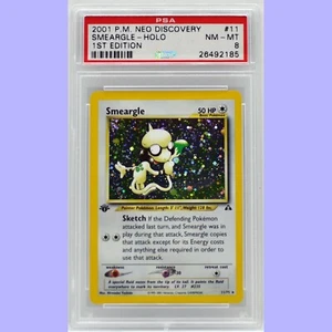 Pokémon 1a Edición Smeargle Holo 11/75 Neo Discovery PSA 8 Casi Nuevo/Como Nuevo - Imagen 1 de 4