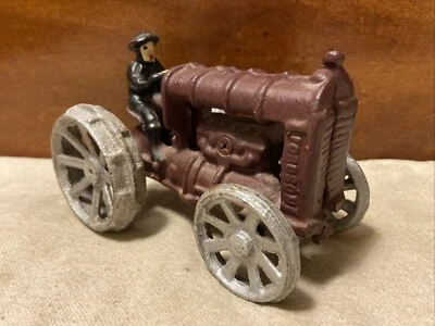 Antique Style Reproduction 6” Cast Iron Toy Ford Fordson Farm Tractor W/Driver - Image 1 of 4