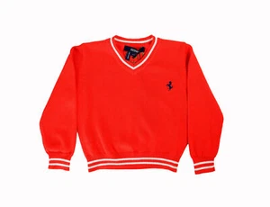 Scuderia Ferrari Boy Red Long Sleeve V-Neck Kmitted Pullover Sweater - Picture 1 of 4