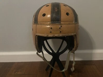 Vintage Antique Spalding 25FH Full Fibre Leather Chin Strap Football Helmet - Image 1 of 4