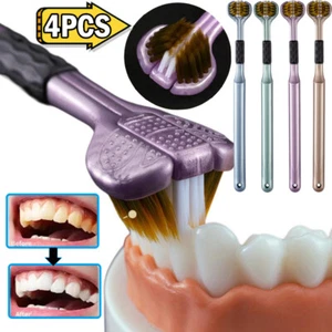 Three Sided Toothbrush 3 Sided Toothbrush For Adult Tri-Head Multi-Angle-2025 - Picture 1 of 16