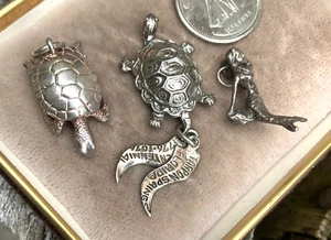 Vintage Sterling Charms TARPON SPRINGS TURTLE Movable, MERMAID FLORIDA - Picture 1 of 10