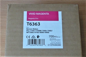 GENUINE EPSON T6363 Vivid Magenta cartridge 700ml ORIGINAL ink C13T636300 (2020) - Afbeelding 1 van 4