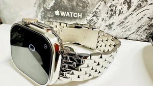 49MM Apple Watch ULTRA Custom Diamond Polished W Polished Stainless Steel 2 Band - Picture 1 of 11