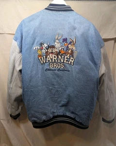 Chaqueta Bomber Acolchada Denim Warner Bros De Colección Años 90 Looney Tunes Para Hombres XL *LEER - Imagen 1 de 8