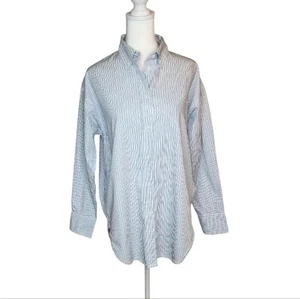NUEVA J Crew Camisa Blanca Relajada con Botones con Rayas Azules y Negras Talla 2 - Imagen 1 de 8