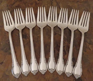 Juego de 8 tenedores de ensalada IS Remembrance 1847 Rogers de colección cubiertos plateados lote G - Imagen 1 de 5