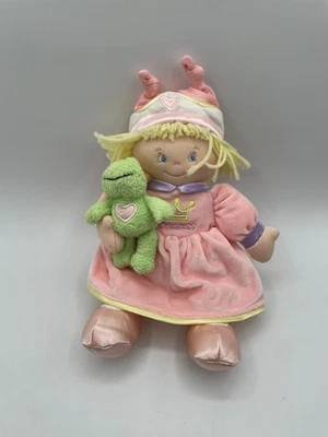 Baby Gund Princess 58294 Frog 11” Plush Toy Pink Doll Yellow Yarn Hair Satin - Image 1 of 4