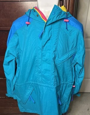 EMS Eastern Mountain Sports Vintage Y2K Colorblock Hooded Anorak Jacket Large - Image 1 of 4