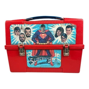 Vintage 1980's DC Comics Superman ll Collectable Lunchbox Aladdin Rare Red Used - Picture 1 of 13