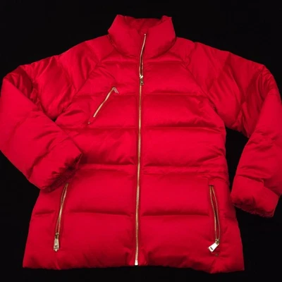 NUEVO CON ETIQUETAS - CHAQUETA ACOLCHADA ACOLCHADA PARA MUJER Ralph Lauren - L - cremallera dorada roja cálida - $295 Foto 1 de 4