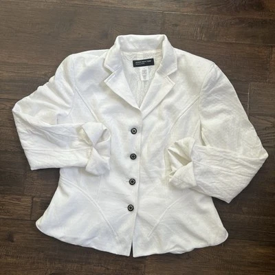 Jones New York White Button Up Blazer Jacket Woman 10 Office Wear Casual Core - Image 1 of 4