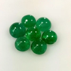 Cabujón redondo esmeralda natural de 7,72 quilates verde buen brillo tamaño 6-6,5 mm - Imagen 1 de 2