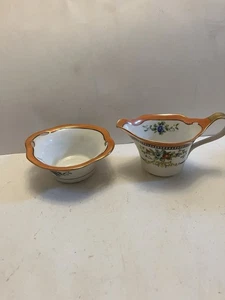 VINTAGE JAPANESE NORITAKE FLOWER HAND PAINTED CHINA SUGAR BOWL CREAMER SET - Picture 1 of 10