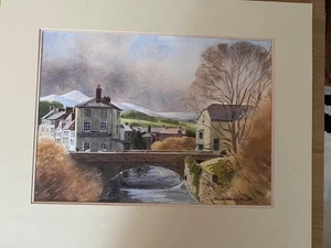 WATERCOLOUR + MOUNT BULLS HEAD HOTEL THE STRUET BRECON M W KING - Picture 1 of 4