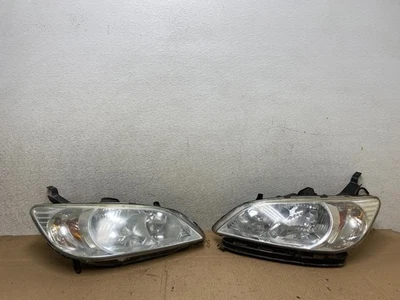 2004 to 2005 Honda Civic Left+Right Set Side Chrome Headlights R7763 DW - Image 1 of 4
