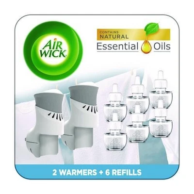 Air Wick Plug-in Scented Oil Starter Kit, Fresh Linen, 0.67 oz, 8/Pack - Image 1 of 4