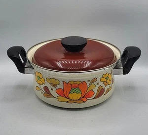 Maceta de colección MCM Sanko esmaltada flores de campo 3 cuartos de alto con tapa casi como nueva - Imagen 1 de 11
